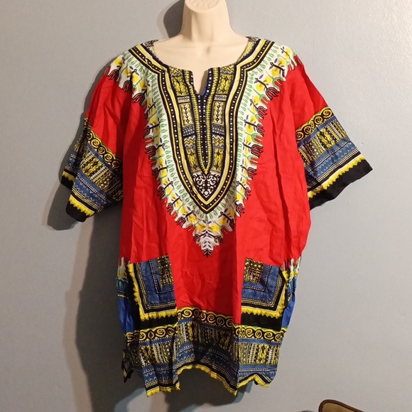 Krishma overseas women's red dashiki blouse in a one size plus - Picture 7 of 17